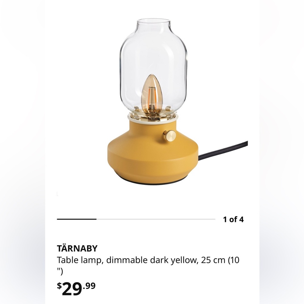 IKEA TÄRNABY Dimmable Table Lamp in Dark Yellow
